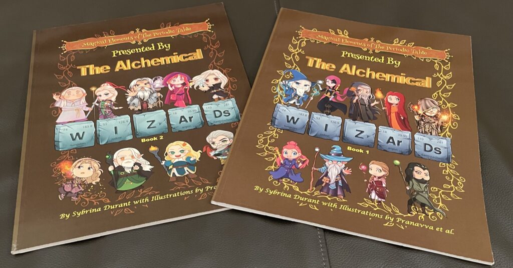 Covers of the book Magical Elements of the Periodic Table Presented by the Alchemical Wizards