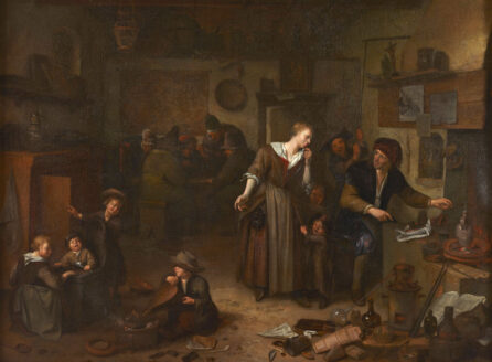 painting of an alchemist and his wife and children