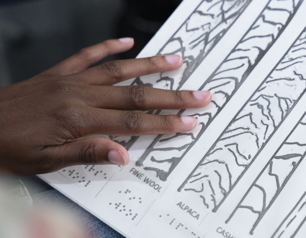 reading about textiles in Braille