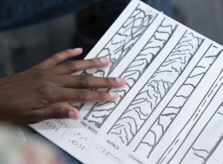 reading about textiles in Braille