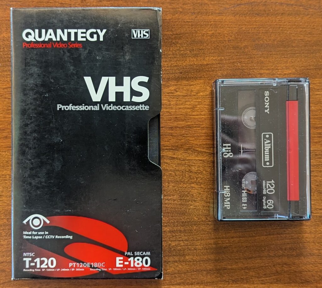 VHS and Hi8 tapes