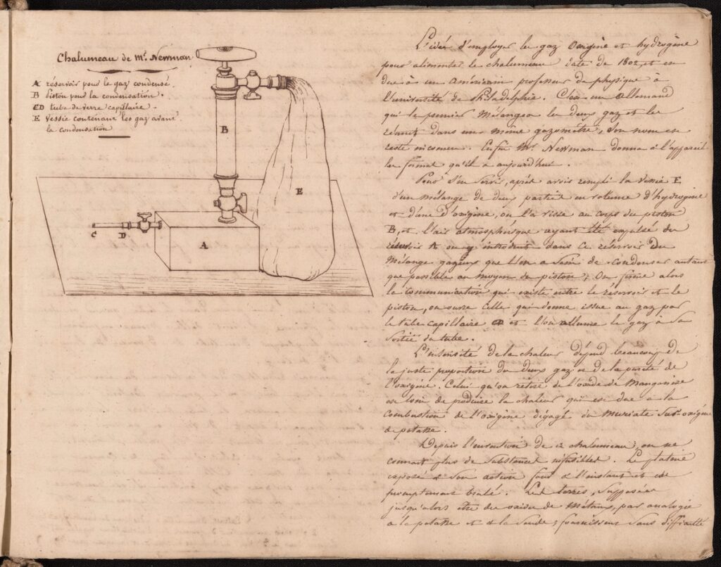illustration and notes from a chemistry notebook